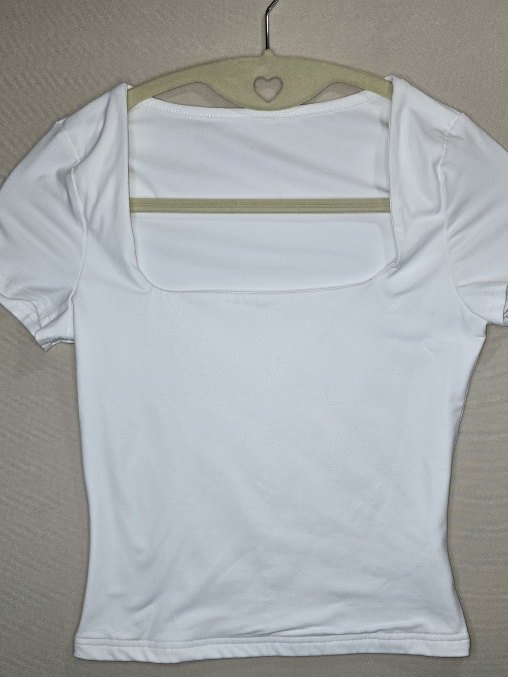 Women’s White Short-Sleeve Cropped Square-Neck Top XS